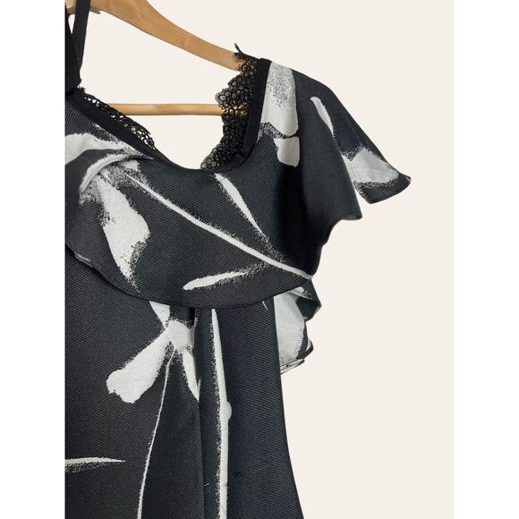 Sachin Babi NOIR Black White Lace Off The Shoulder Cocktail Dress Size 6 - Picture 6 of 16